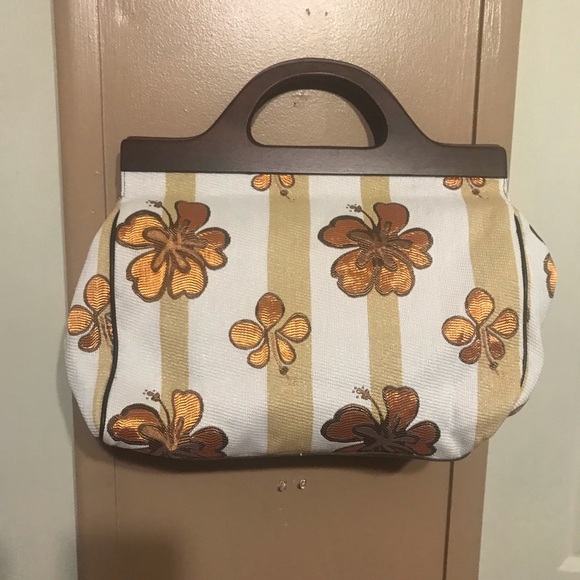 Nordstrom Floral Print Handbag with wooden Handles - Picture 4 of 7